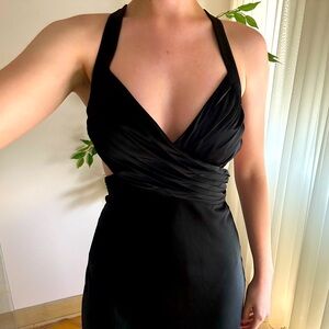 BCBGMaxazria Black Satin Gown